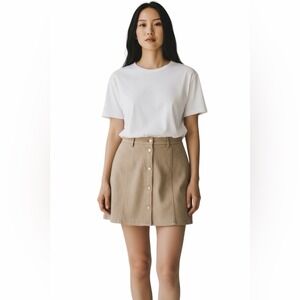 NEW‎ Ardene Faux Suede Mini Skirt Button Front A-Line Tan Skirt Large